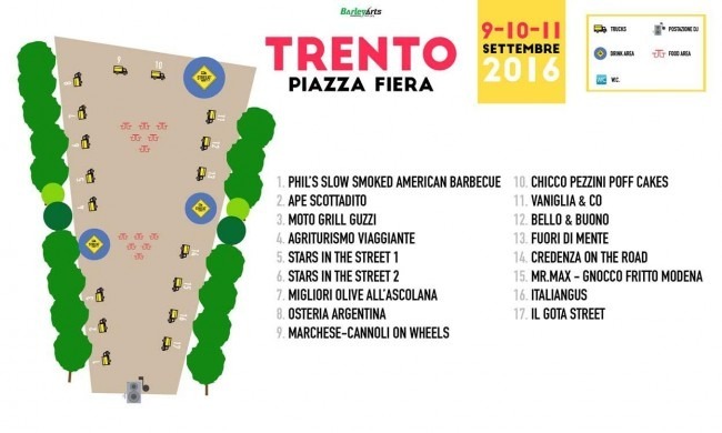 La planimetria di Streeat Food Truck in Piazza Fiera da venerdì 9 a domenica 11